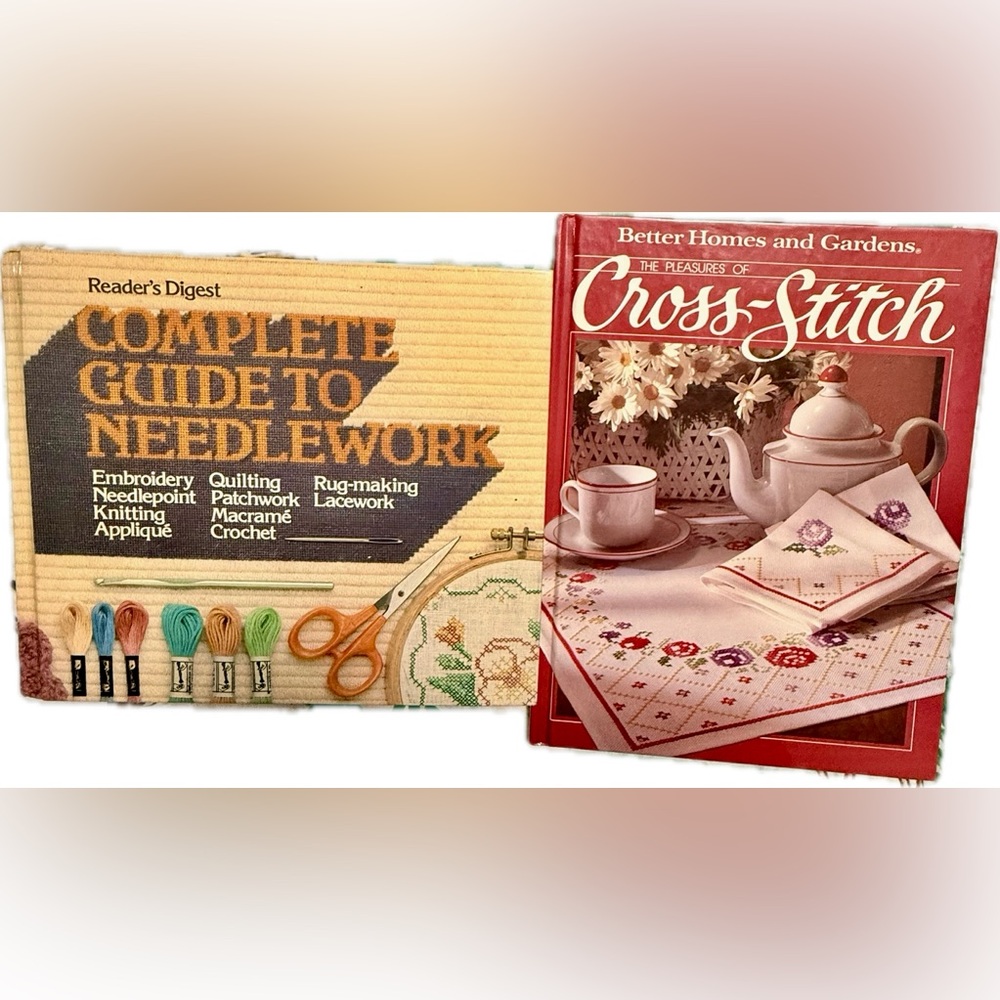 Lot of 2 Books Complete Guide to Needlework Cross-stitch Coffee Table Stitches